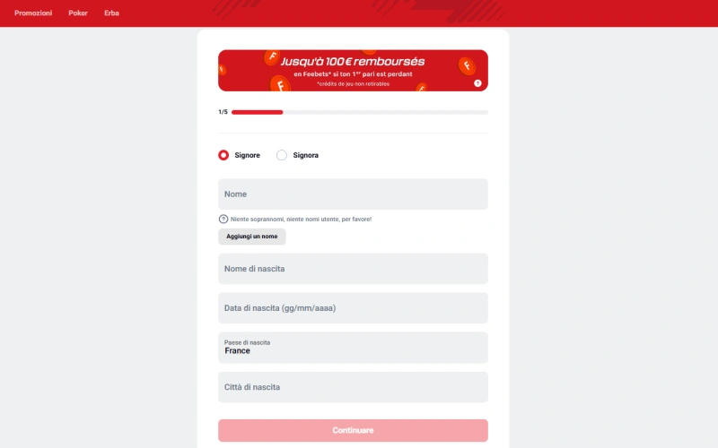 Registrazione Betclic casino